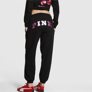 Victoria's Secret Black Joggers with Pink Logo